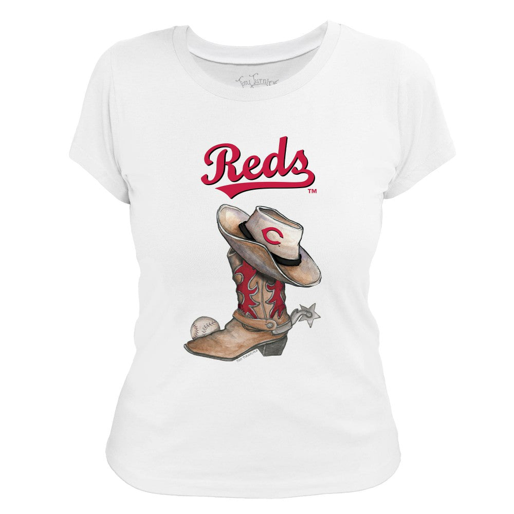 Cincinnati Reds Tiny Turnip Women's Cowboy Boot T-Shirt - MLB T-shirts