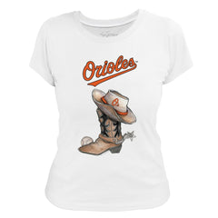 Baltimore Orioles Tiny Turnip Women's Cowboy Boot T-Shirt - MLB T-shirts