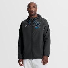 Miami Marlins Nike Authentic Collection Raglan Therma-FIT Full-Zip Hooded Jacket - MLB Jackets
