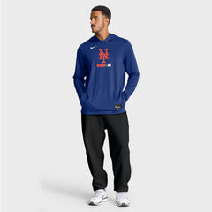 New York Mets Nike Authentic Collection Dri-FIT Long Sleeve Hooded T-Shirt - MLB T-shirts