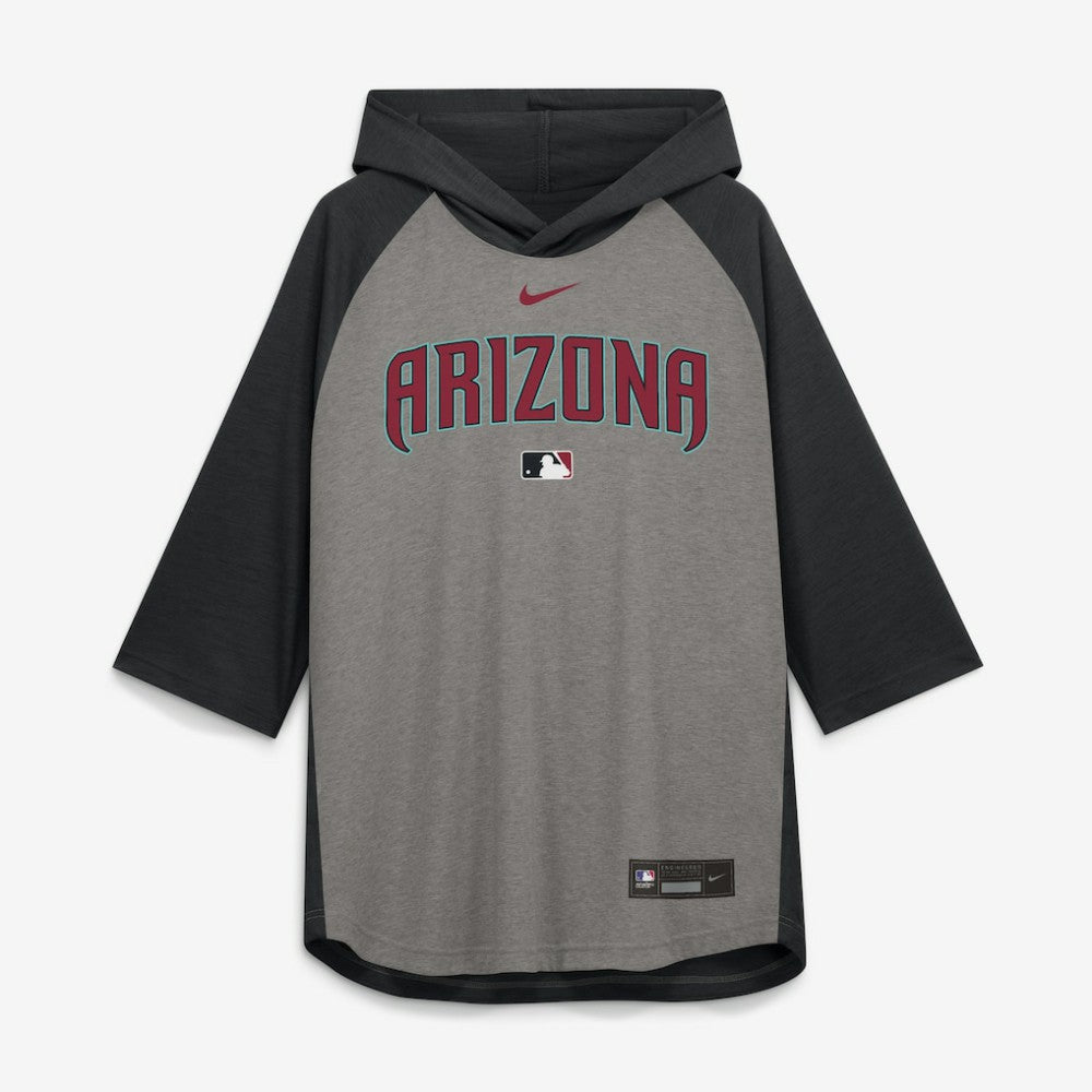Arizona Diamondbacks Nike Authentic Collection Flux Dri-FIT Raglan 3/4-Sleeve Hooded T-Shirt - MLB T-shirts