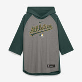 Athletics Nike Authentic Collection Flux Dri-FIT Raglan 3/4-Sleeve Hooded T-Shirt - MLB T-shirts