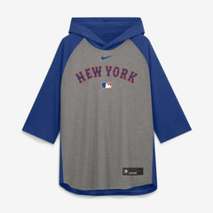 New York Mets Nike Authentic Collection Flux Dri-FIT Raglan 3/4-Sleeve Hooded T-Shirt - MLB T-shirts