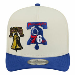 Cream Philadelphia 76ers Illustrated Mascot 2-Toned Pre-Curved A-Frame 9FIFTY Adjustable Hat | NBA