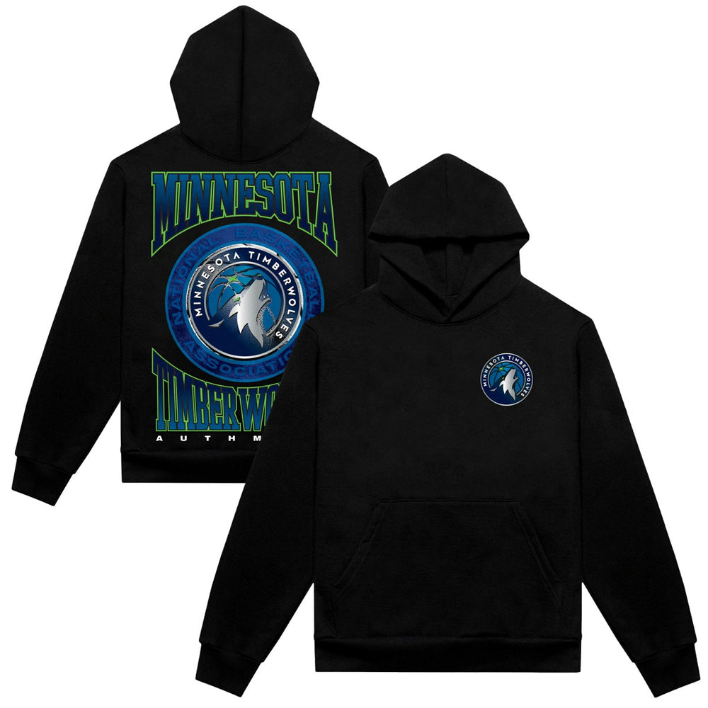 Black Minnesota Timberwolves Authmade Vintage Metal Premium Heavyweight Pullover Hoodie | NBA