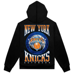 Black New York Knicks Authmade Vintage Metal Premium Heavyweight Pullover Hoodie | NBA