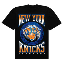 Black New York Knicks Authmade Vintage Metal Premium Heavyweight T-Shirt | NBA