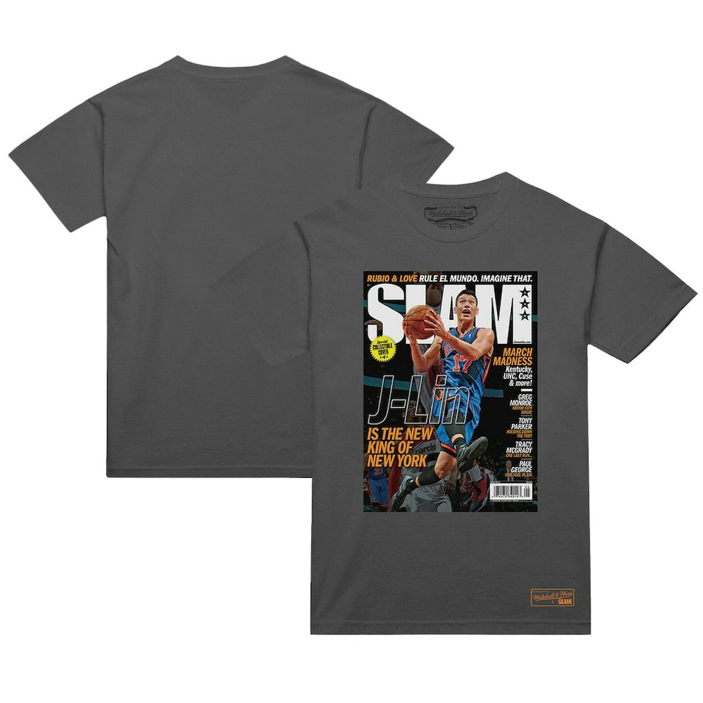 Gray Jeremy Lin New York Knicks NBA Slam Cover T-Shirt | NBA