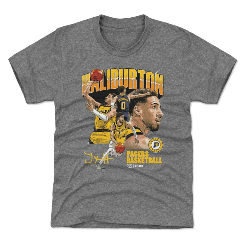 Gray Tyrese Haliburton Indiana Pacers 500 Level Youth Collage T-Shirt | NBA