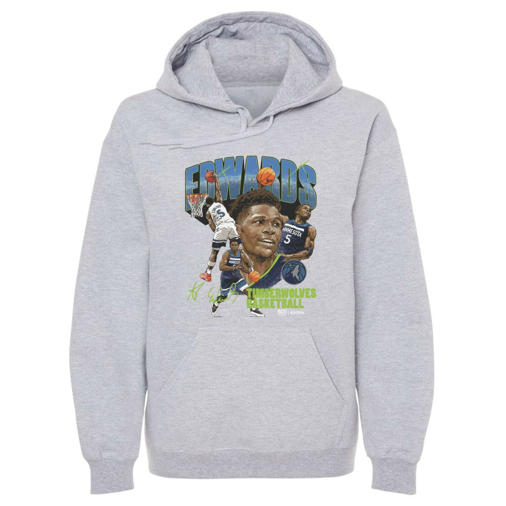 Gray Anthony Edwards Minnesota Timberwolves 500 Level Collage Pullover Hoodie | NBA