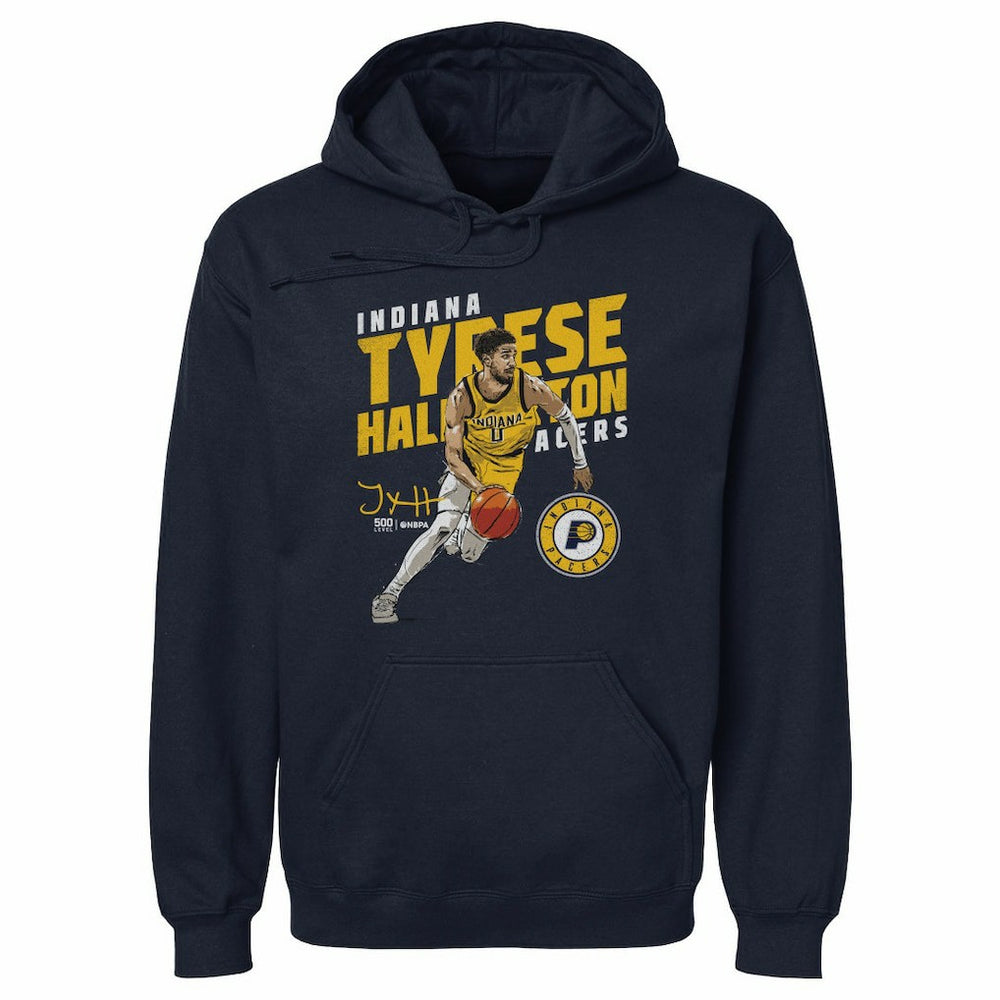 Navy Tyrese Haliburton Indiana Pacers 500 Level Slant Pullover Hoodie | NBA