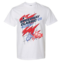 Cincinnati Reds vs. Atlanta Braves The Wild Collective Women's 2025 Speedway Classic Flags T-Shirt - MLB T-shirts