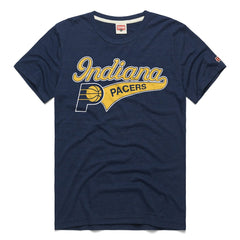 Navy Indiana Pacers Homage Unisex Script Tri-Blend T-Shirt | NBA