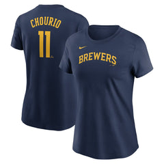 Jackson Chourio Milwaukee Brewers Nike Women's Cooperstown Collection Fuse Name & Number T-Shirt - MLB T-shirts