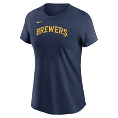 Jackson Chourio Milwaukee Brewers Nike Women's Cooperstown Collection Fuse Name & Number T-Shirt - MLB T-shirts