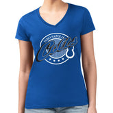 Indianapolis Colts G-III 4Her by Carl Banks Women's Super-Slim Fit Lightweight Pinstripe Circle V-Neck T-Shirt | NFL Hot