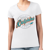 Miami Dolphins G-III 4Her by Carl Banks Women's Super-Slim Fit Lightweight Pinstripe Circle V-Neck T-Shirt | NFL On sale