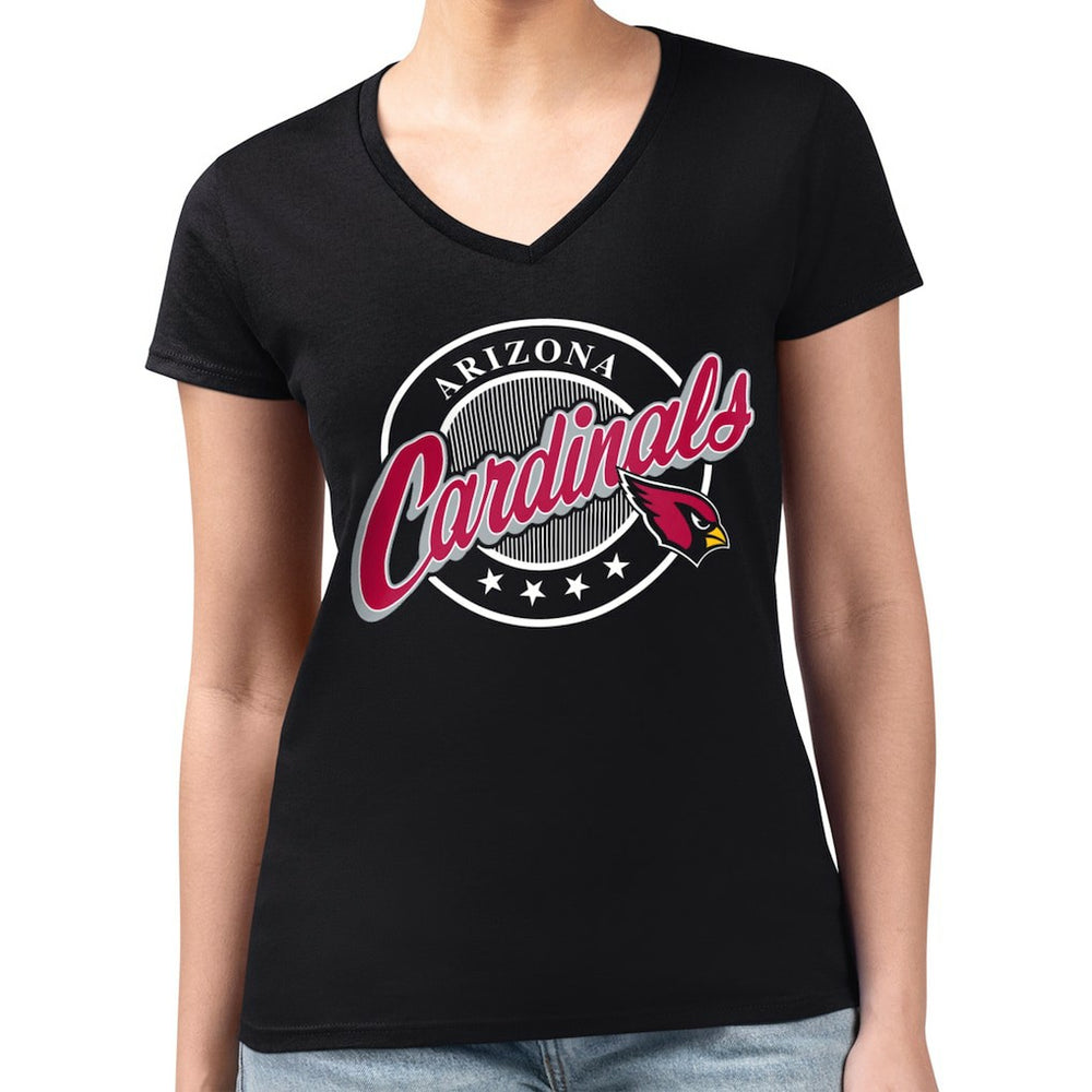 Arizona Cardinals G-III 4Her by Carl Banks Women's Super-Slim Fit Lightweight Pinstripe Circle V-Neck T-Shirt | NFL US