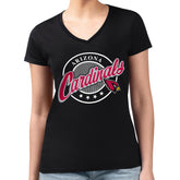 Arizona Cardinals G-III 4Her by Carl Banks Women's Super-Slim Fit Lightweight Pinstripe Circle V-Neck T-Shirt | NFL US