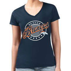 Denver Broncos G-III 4Her by Carl Banks Women's Super-Slim Fit Lightweight Pinstripe Circle V-Neck T-Shirt | NFL US