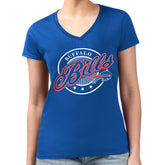 Buffalo Bills G-III 4Her by Carl Banks Women's Super-Slim Fit Lightweight Pinstripe Circle V-Neck T-Shirt | NFL Discount