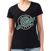 New York Jets G-III 4Her by Carl Banks Women's Super-Slim Fit Lightweight Pinstripe Circle V-Neck T-Shirt | NFL US