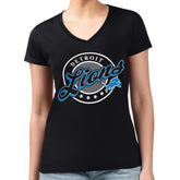 Detroit Lions G-III 4Her by Carl Banks Women's Super-Slim Fit Lightweight Pinstripe Circle V-Neck T-Shirt | NFL On sale