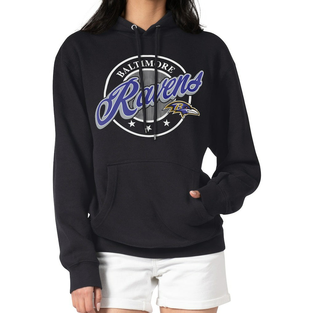 Baltimore Ravens G-III 4Her by Carl Banks Women's Pinstripe Circle Fleece Pullover Hoodie | NFL Outlet