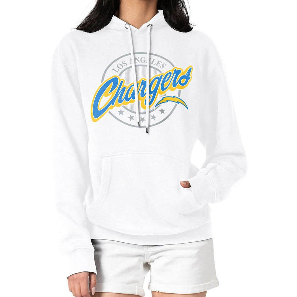 Los Angeles Chargers G-III 4Her by Carl Banks Women's Pinstripe Circle Fleece Pullover Hoodie | NFL Near me