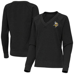 Minnesota Vikings Antigua Women's Varsity Tri-Blend V-Neck Long Sleeve T-Shirt | NFL US