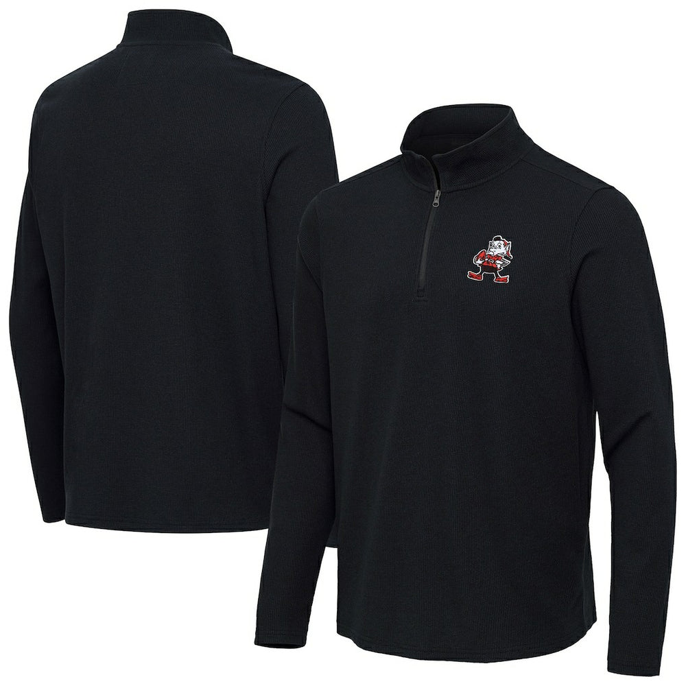 Cleveland Browns Antigua Throwback Sync Tri-Blend Quarter-Zip Pullover | NFL Online