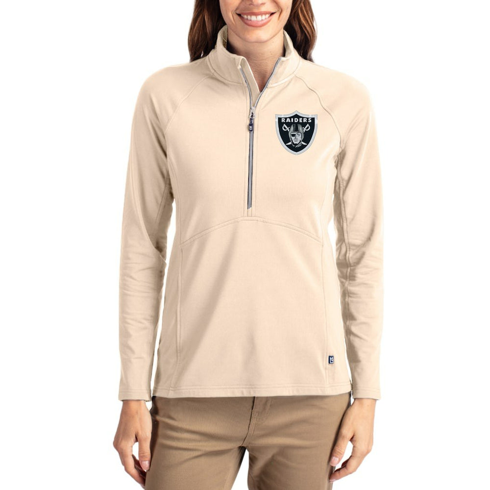 Las Vegas Raiders Cutter & Buck Women's Adapt Eco Knit Stretch Recycled Raglan Half-Zip Pullover | NFL Discount