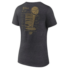 Heather Charcoal Oklahoma City Thunder Women's 2025 NBA Finals Champions Double Dribble V-Neck T-Shirt | NBA