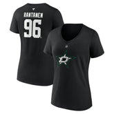 Mikko Rantanen Dallas Stars Fanatics Women's Authentic Stack Name & Number V-Neck T-Shirt - NHL T-shirts