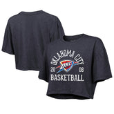 Navy Oklahoma City Thunder Majestic Threads Women's Boxy Crop Top | NBA