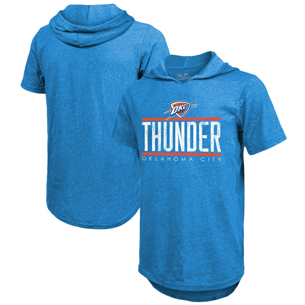 Blue Oklahoma City Thunder Majestic Threads Tri-Blend Hoodie T-Shirt | NBA