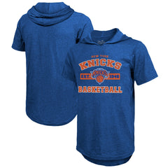 Royal New York Knicks Majestic Threads Tri-Blend Hoodie T-Shirt | NBA