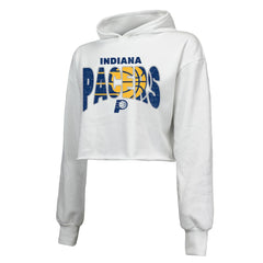 White Indiana Pacers Majestic Threads Women's Tri-Blend Cropped Pullover Hoodie | NBA