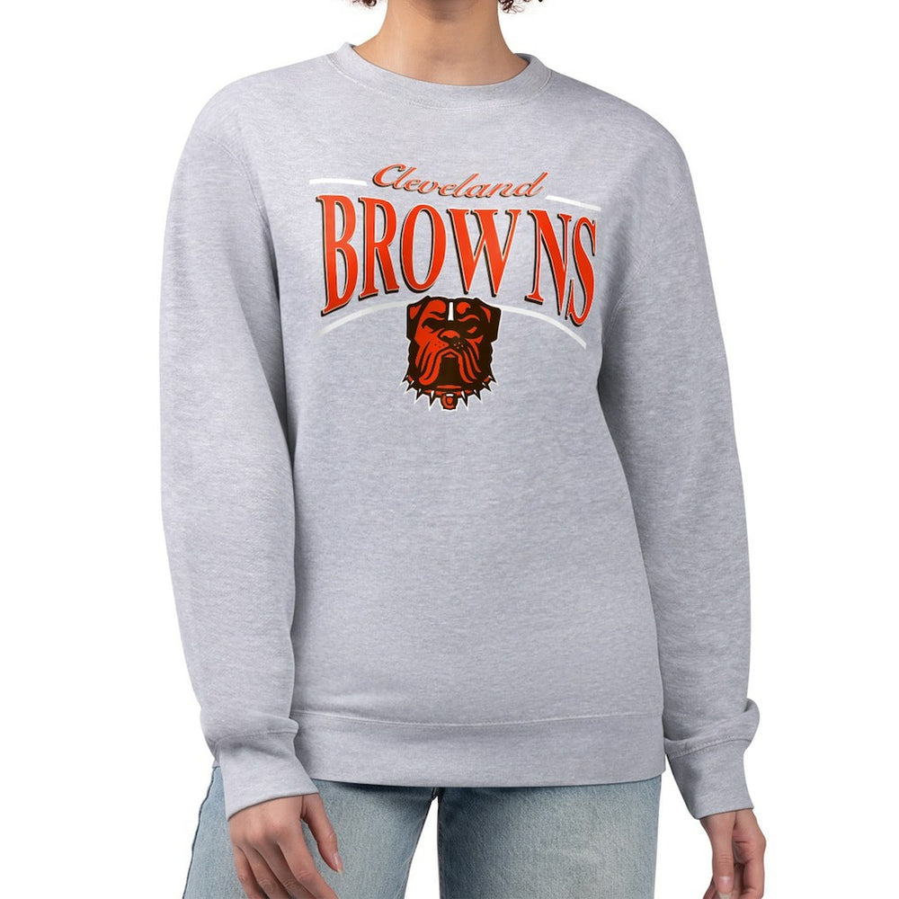 Cleveland Browns Starter Women's Arch Stripe Fleece Pullover Sweatshirt | NFL Online