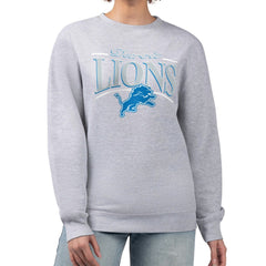 Detroit Lions Starter Women's Arch Stripe Fleece Pullover Sweatshirt | NFL New