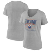 Edmonton Oilers Women's Retro Script V-Neck T-Shirt - NHL T-shirts