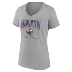 Edmonton Oilers Women's Retro Script V-Neck T-Shirt - NHL T-shirts
