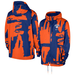 Blue/Orange New York Knicks Courtside Club Premium Woven Full-Zip Hooded Jacket | NBA