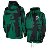 Black/Kelly Green Boston Celtics Courtside Club Premium Woven Full-Zip Hooded Jacket | NBA