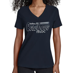 Dallas Cowboys Starter Women's Groovy Script V-Neck T-Shirt | NFL New