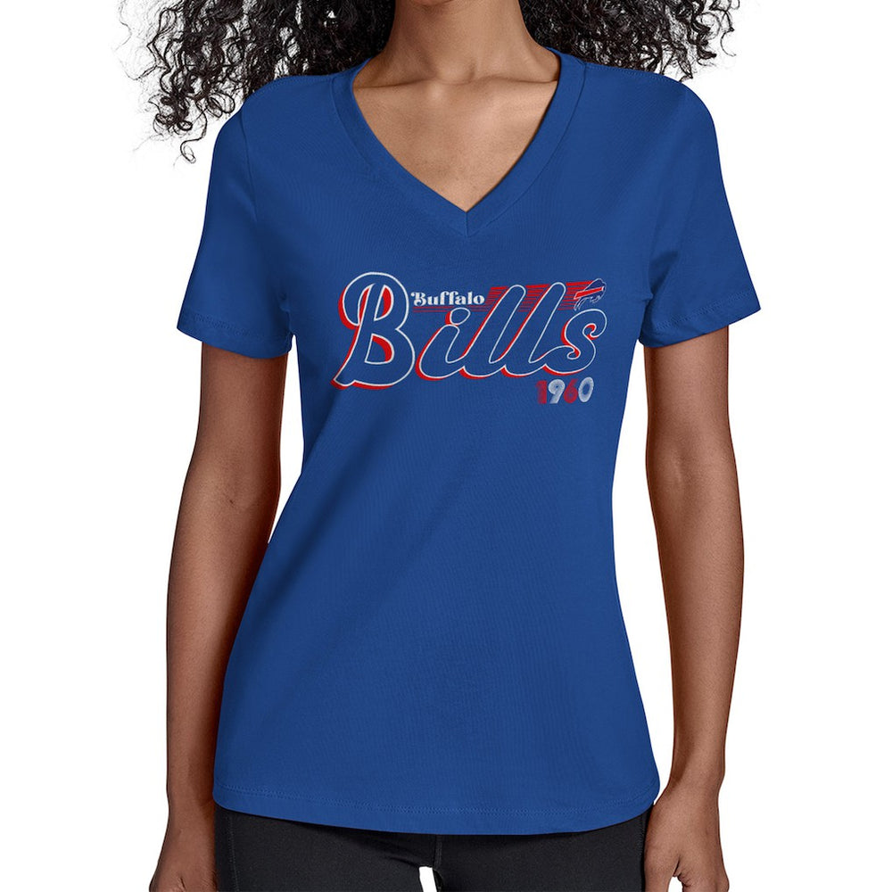 Buffalo Bills Starter Women's Groovy Script V-Neck T-Shirt | NFL Hot