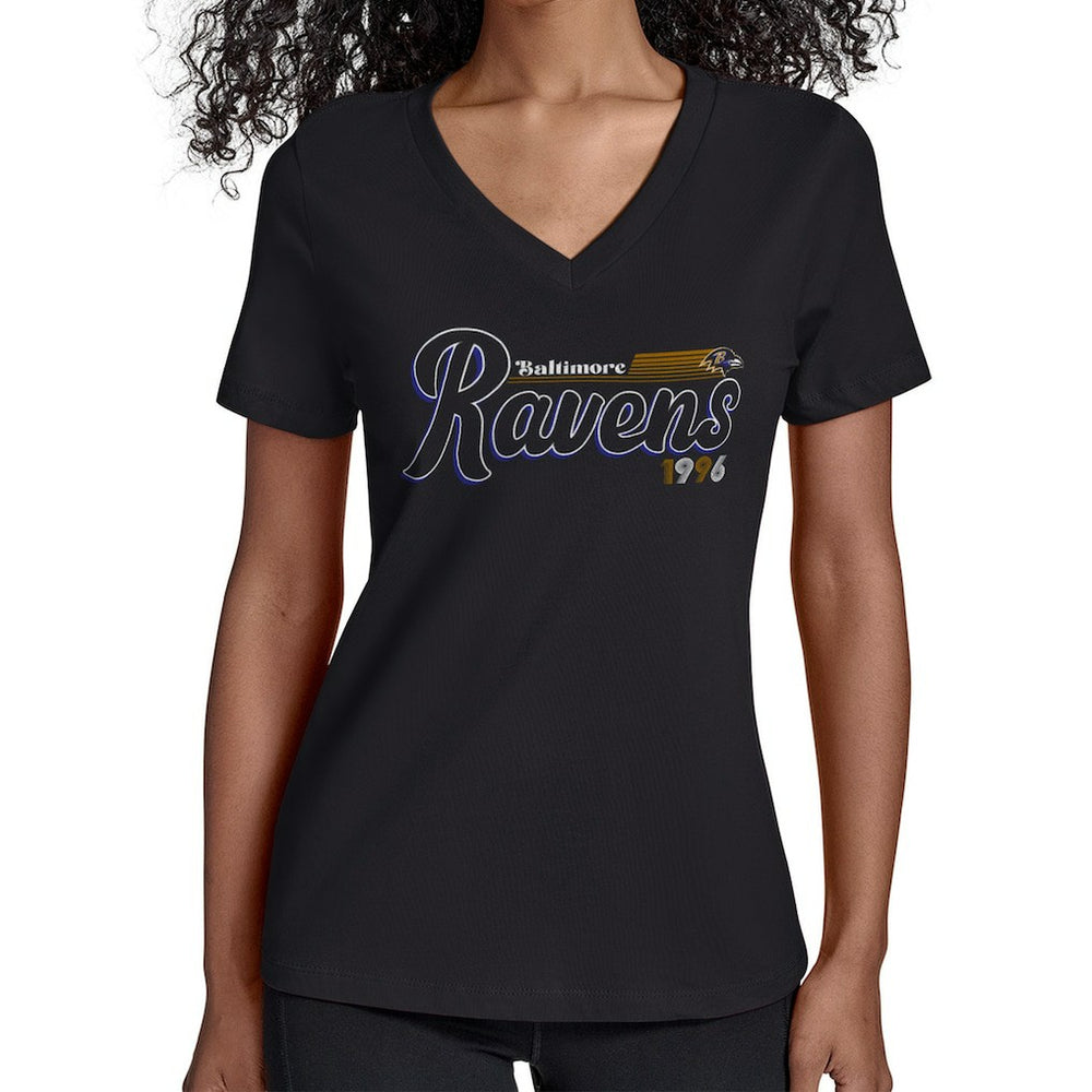 Baltimore Ravens Starter Women's Groovy Script V-Neck T-Shirt | NFL Near me