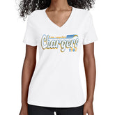 Los Angeles Chargers Starter Women's Groovy Script V-Neck T-Shirt | NFL Discount