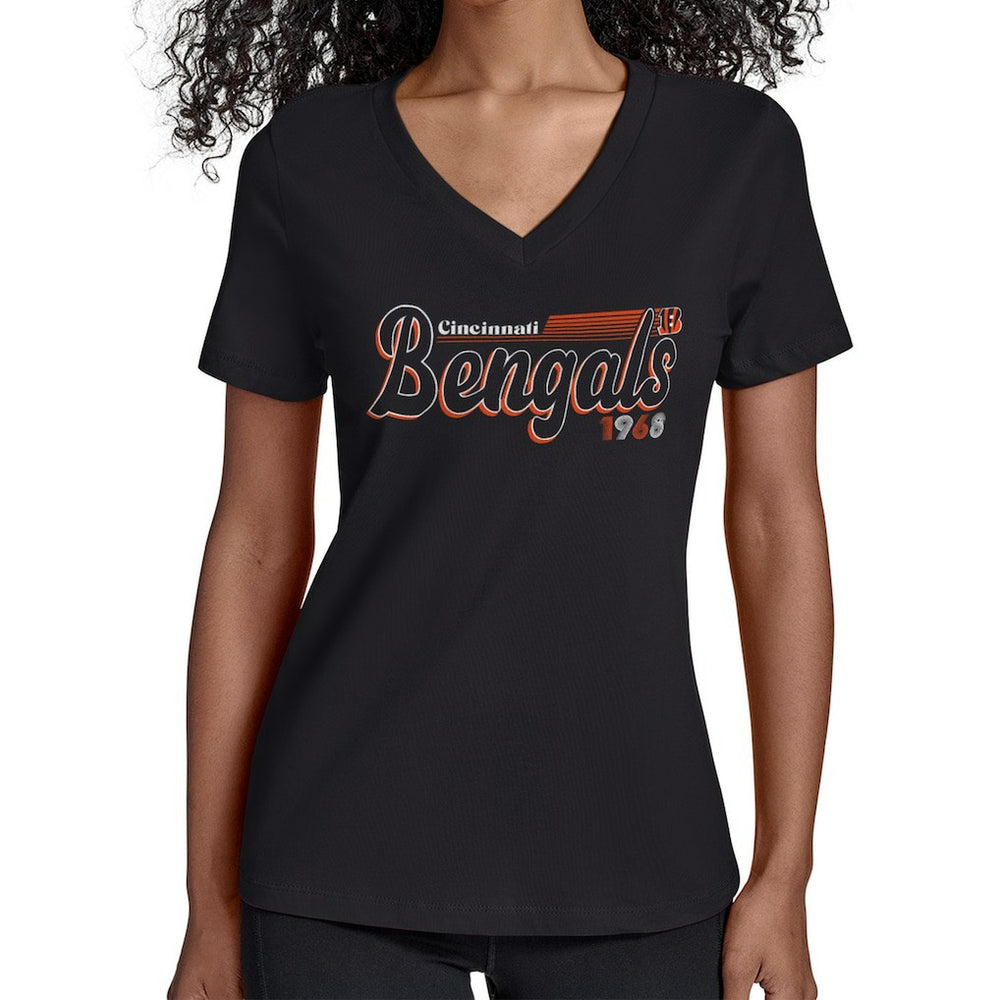 Cincinnati Bengals Starter Women's Groovy Script V-Neck T-Shirt | NFL Near me