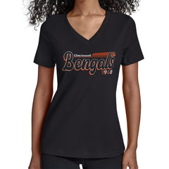 Cincinnati Bengals Starter Women's Groovy Script V-Neck T-Shirt | NFL Near me